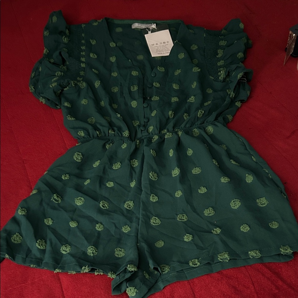 Green dotted Romper